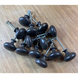 Lot 13 Metal 1 1/8" Round Brown Bronze Look Cabinet Pull Drawer Knobs W/Screws